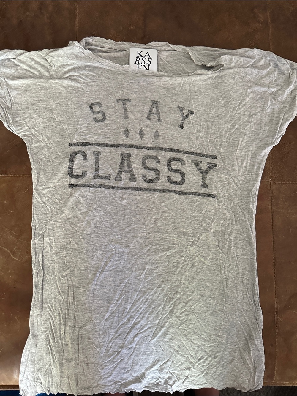 Zoe Karssen Light Gray 'Stay Classy' Short Sleeve Tee